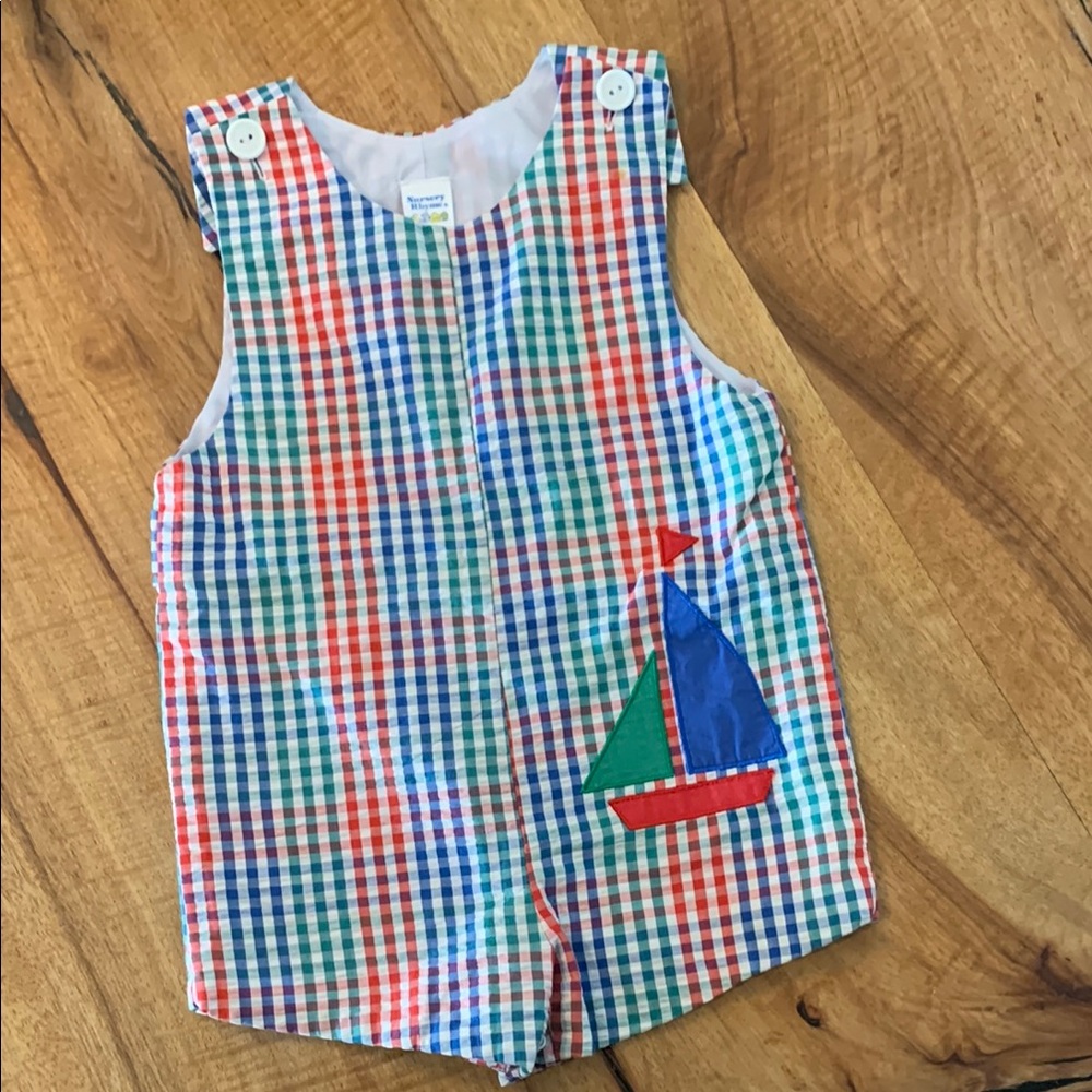 Vintage Plaid Sailboat Romper